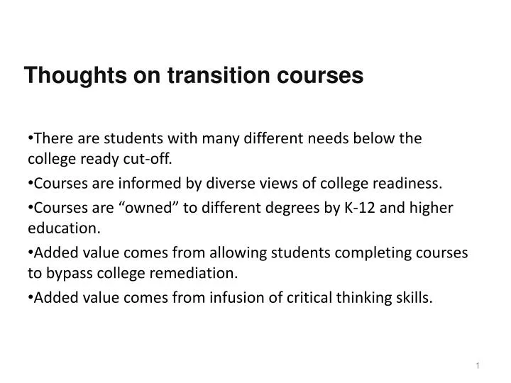 thoughts on transition courses