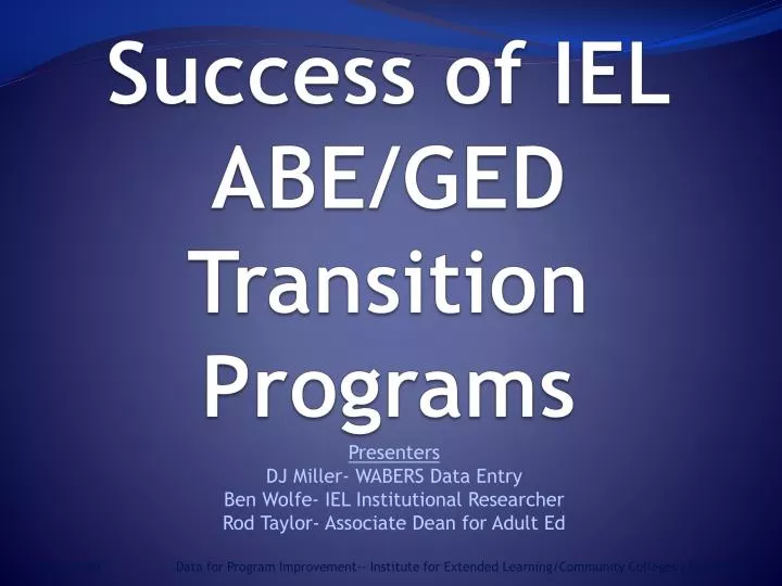 success of iel abe ged transition programs