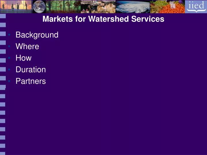 markets for watershed services