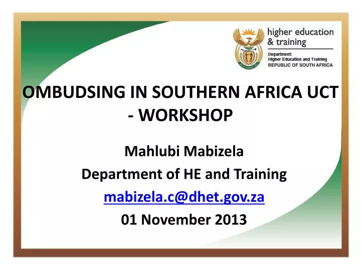 ombudsing in southern africa uct workshop