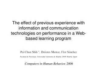 Computers in Human Behavior, 2006