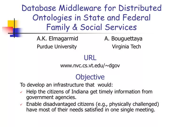 database middleware for distributed ontologies in state and federal family social services