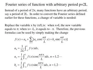 Fourier series of function with arbitrary period p=2L