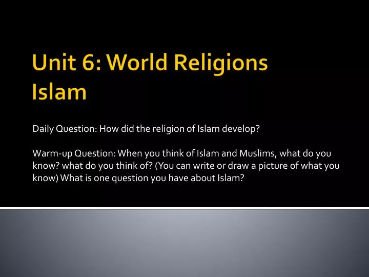unit 6 world religions islam