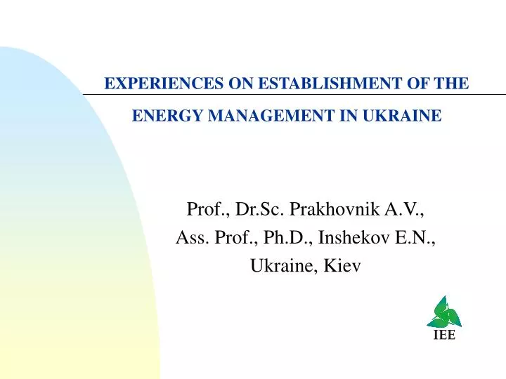 experiences on establishment of the energy management in ukraine