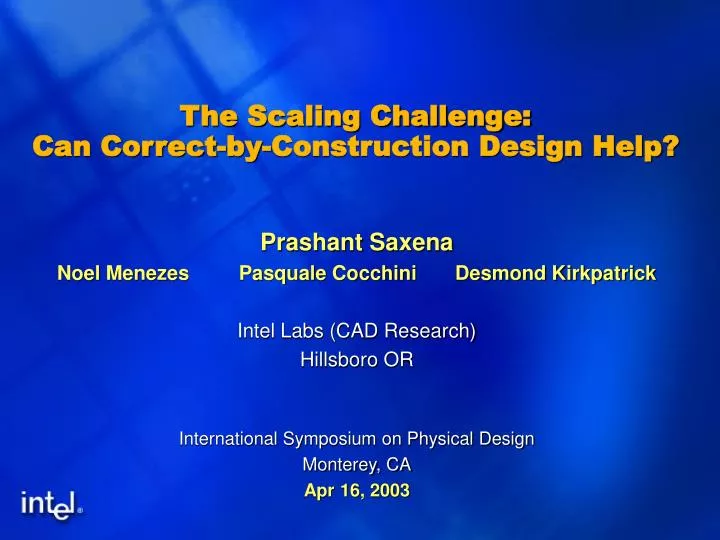 the scaling challenge can correct by construction design help