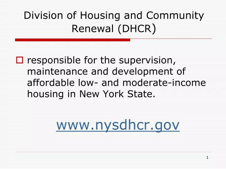 division of housing and community renewal dhcr