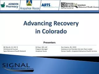 Advancing Recovery in Colorado