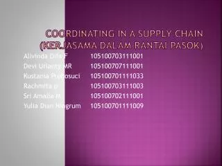 coordinating in a supply chain kerjasama dalam rantai pasok