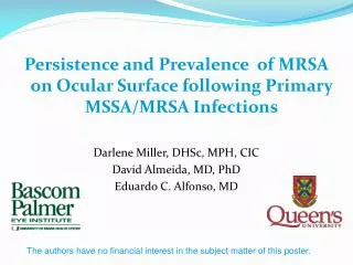 Persistence and Prevalence of MRSA on Ocular Surface following Primary MSSA/MRSA Infections