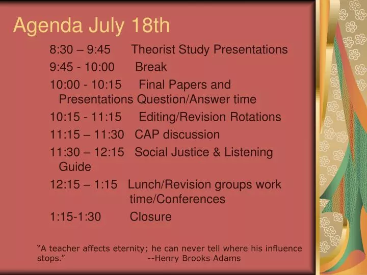 agenda july 18th