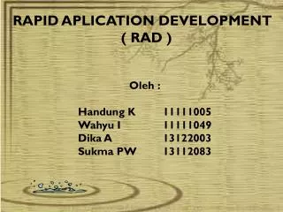 RAPID APLICATION DEVELOPMENT ( RAD )