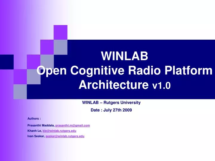 winlab open cognitive radio platform architecture v1 0