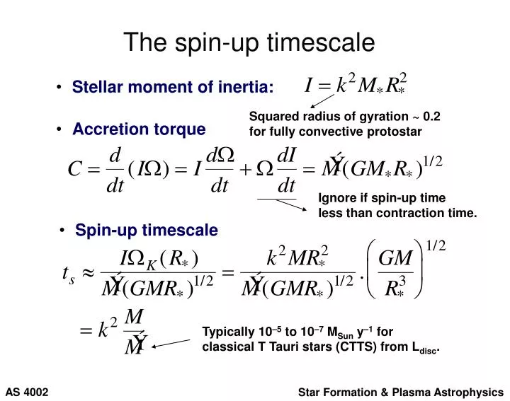 the spin up timescale