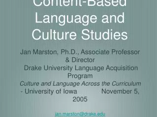 Content-Based Language and Culture Studies