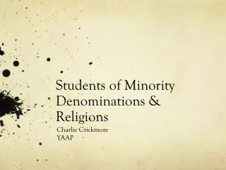 Students of Minority Denominations &amp; Religions