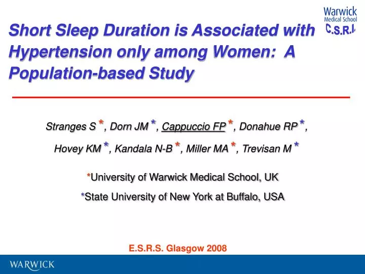 short sleep duration is associated with hypertension only among women a population based study