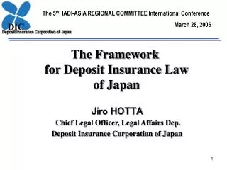 The Framework for Deposit Insurance Law of Japan