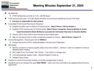 Meeting Minutes September 21, 2004