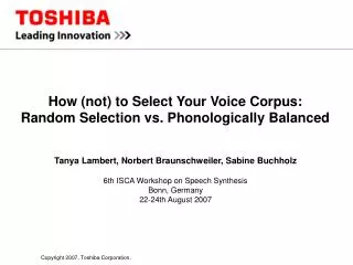 How (not) to Select Your Voice Corpus: Random Selection vs. Phonologically Balanced