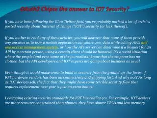 OAuth2 Chipset… the answer to IOT Security?
