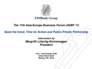 The 11th Asia-Europe Business Forum (AEBF 11)
