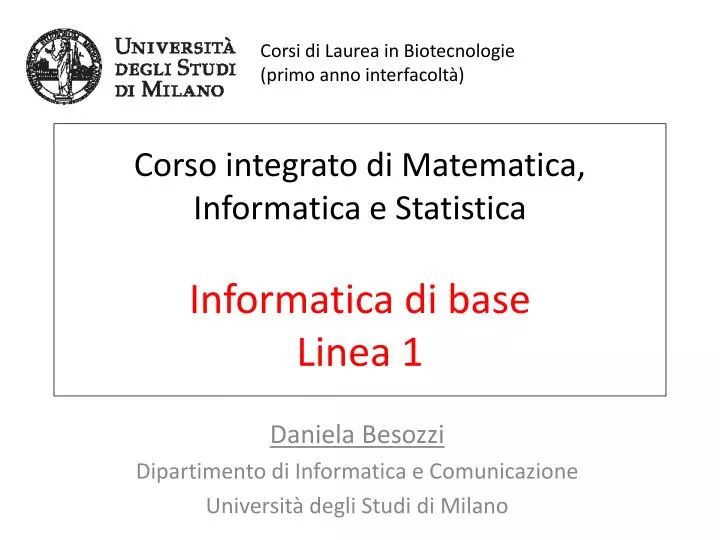 corso integrato di matematica informatica e statistica informatica di base linea 1