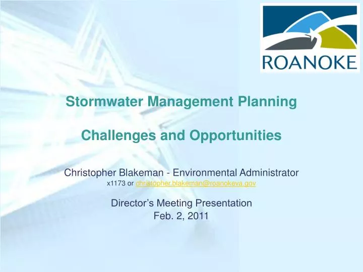 stormwater management planning challenges and opportunities