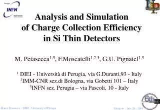 analysis and simulation of charge collection efficiency in si thin detectors
