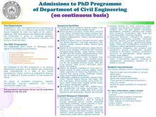 Admissions to PhD Programme of Department of Civil Engineering (on continuous basis)