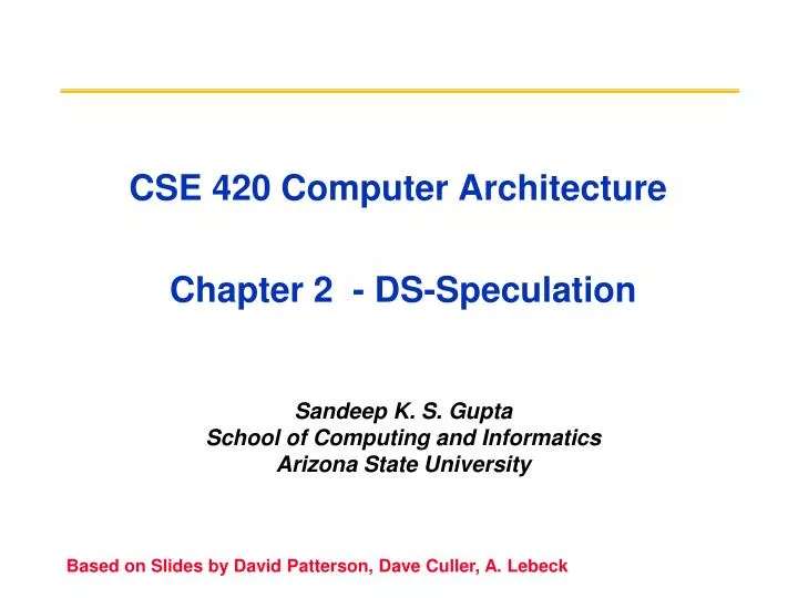 cse 420 computer architecture chapter 2 ds speculation