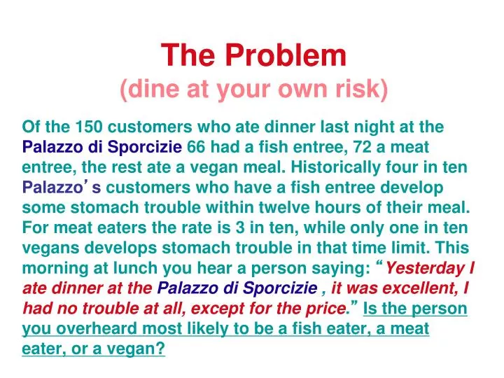 the problem dine at your own risk