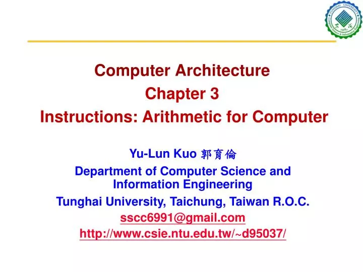 computer architecture chapter 3 instructions arithmetic for computer