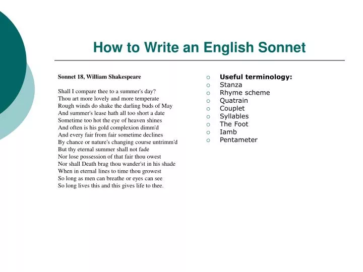 how to write an english sonnet