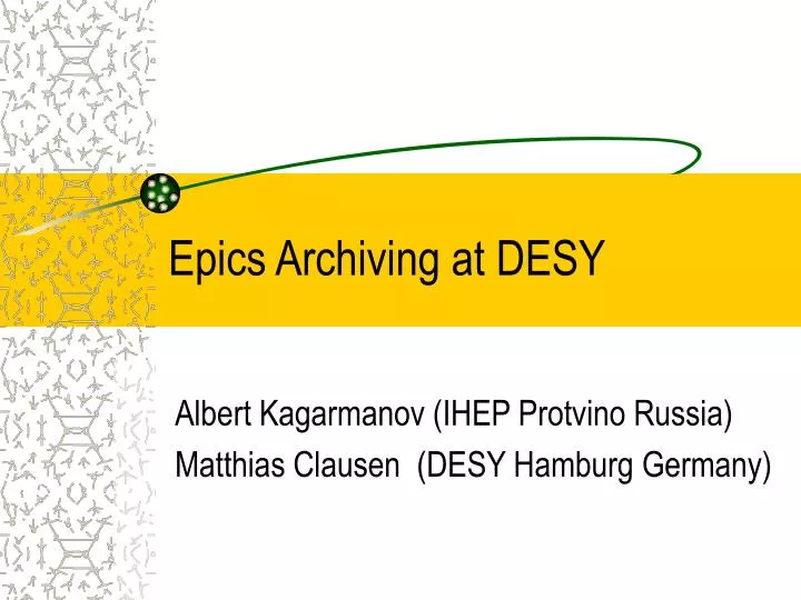 epics archiving at desy