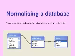 Normalising a database