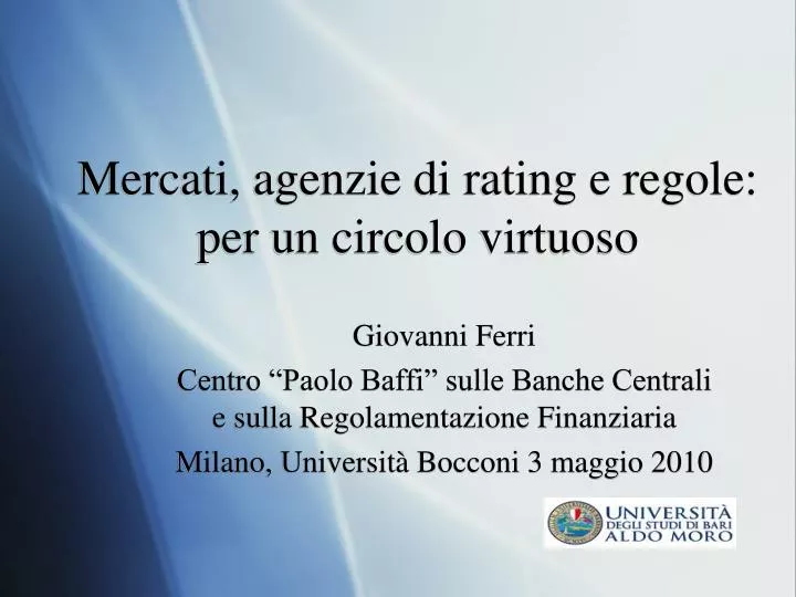 mercati agenzie di rating e regole per un circolo virtuoso