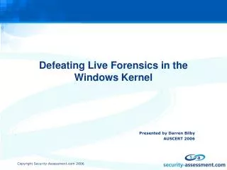 Defeating Live Forensics in the Windows Kernel