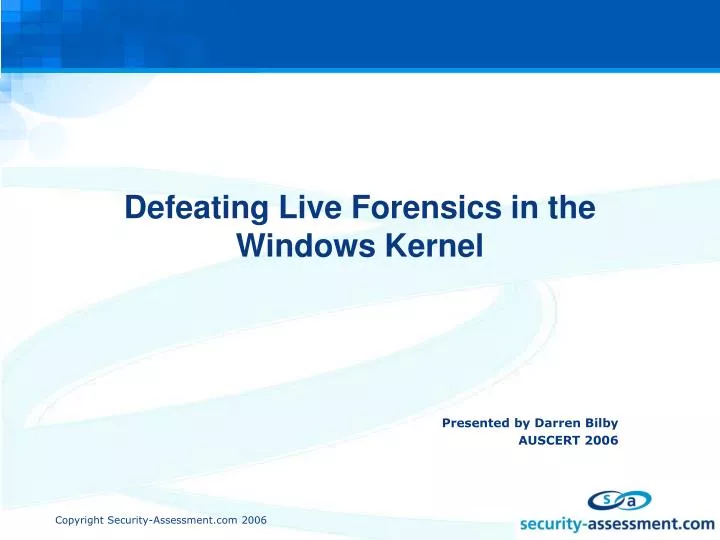 defeating live forensics in the windows kernel