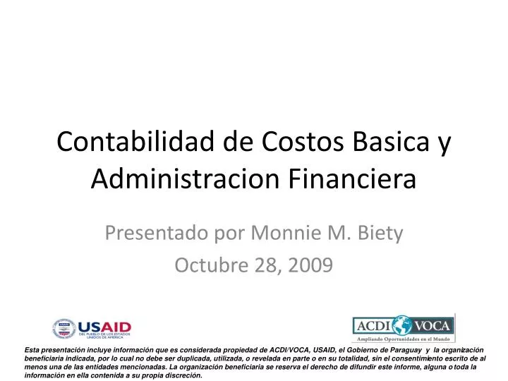 contabilidad de costos basica y administracion financiera