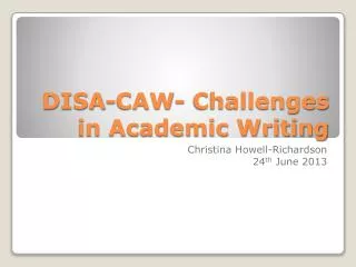 DISA-CAW- Challenges in Academic Writing