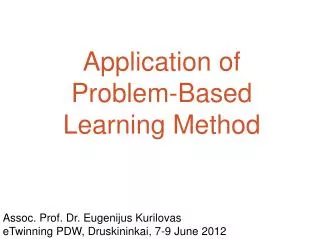 Application of Proble m-Based Learning Method