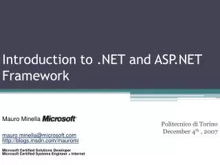 Introduction to .NET and ASP.NET Framework