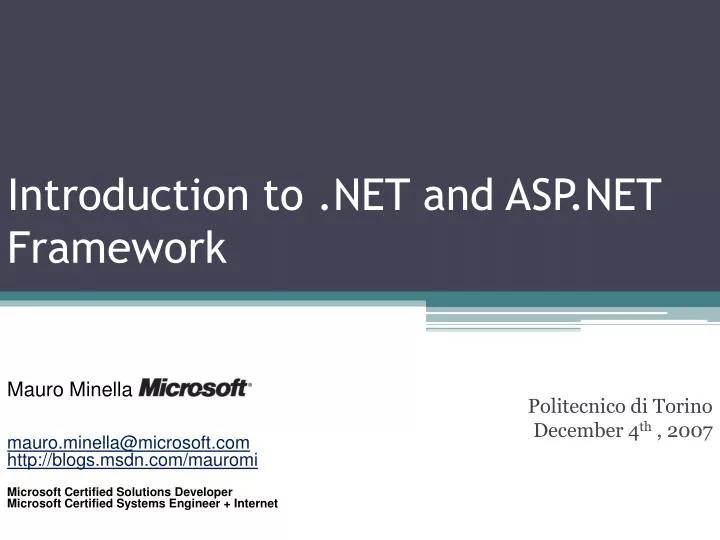 introduction to net and asp net framework