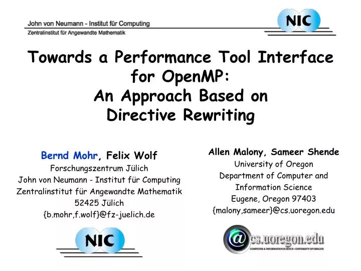 towards a performance tool interface for openmp an approach based on directive rewriting