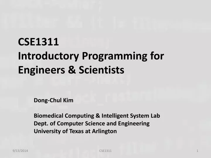 cse1311 introductory programming for engineers scientists