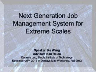 Next Generation Job Management System for Extreme Scales