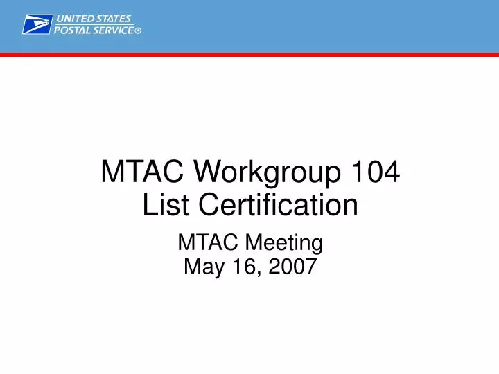 mtac workgroup 104 list certification