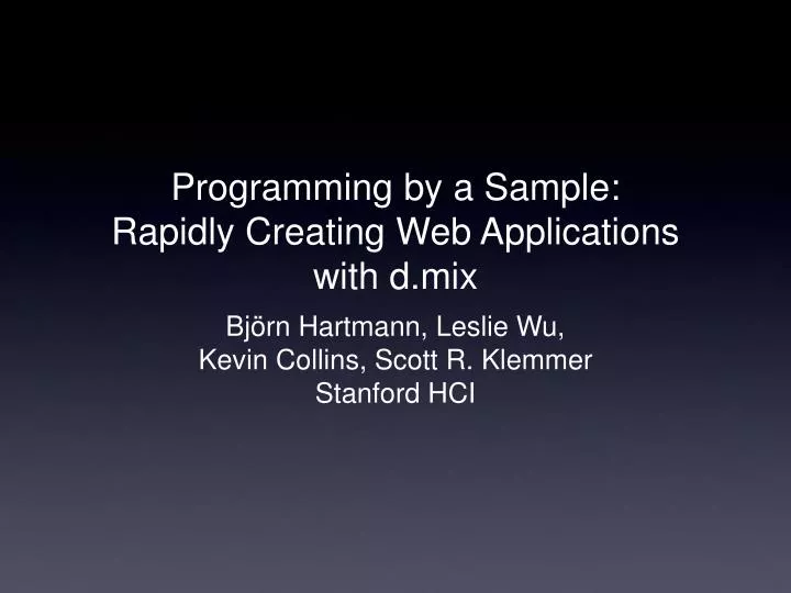 programming by a sample rapidly creating web applications with d mix