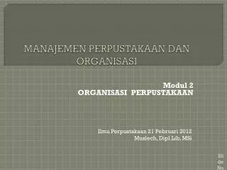 manajemen perpustakaan dan organisasi